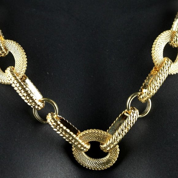 Kenneth Jay Lane Necklace KJL Heavy Textured Chain Gold Plate 33" Perfect Cond - Picture 6 of 8